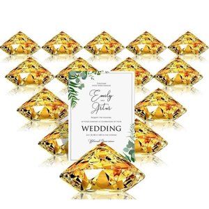 24 Pack Gold Place Card Table Number Holders Diamond Acrylic Crystal Stands